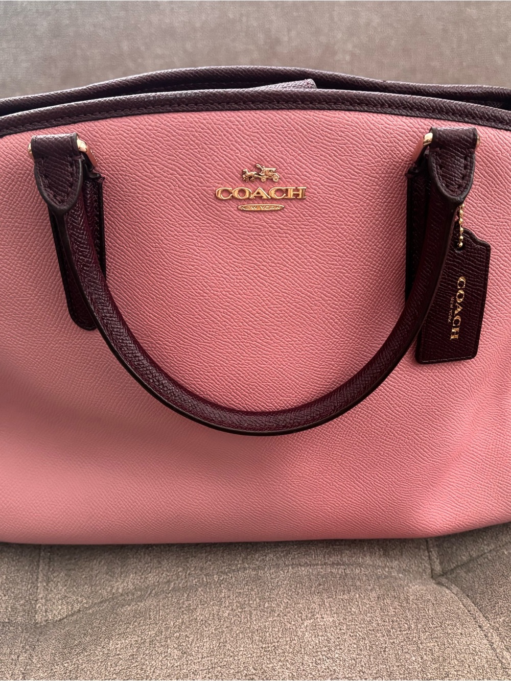 Coach Pink and Burgundy Leather Tote